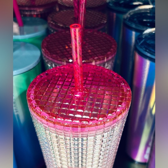 Starbucks Tim Singleton Pink Pride Cup Grid Iridescent Studded Tumbler NWT 2023 - Picture 7 of 11